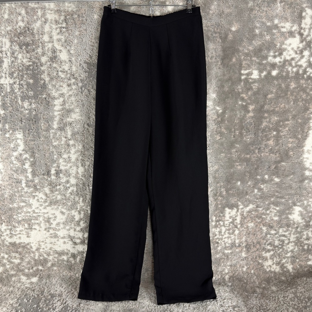 Coldwater Creek Size M Elastic Waist Wide Leg Career Trousers Black Women